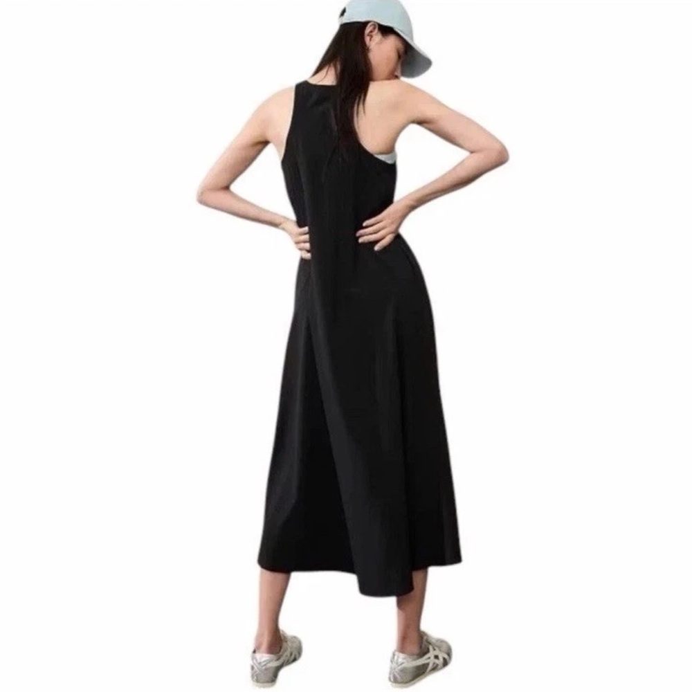 Athleta Presidio Traveler Maxi Dress XS Black Lightweight Flowy Sleeveless Hi Lo